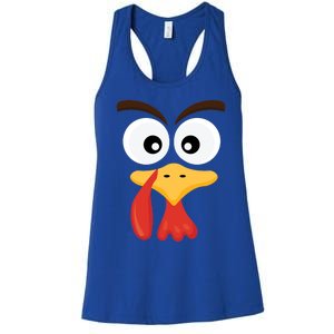 Crazy Turkey Face Funny Thanksgiving Costume Cute Gift Women's Racerback Tank