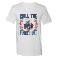 Chill The Fourth Out Vintage Cowgirl 4th Of July V-Neck T-Shirt