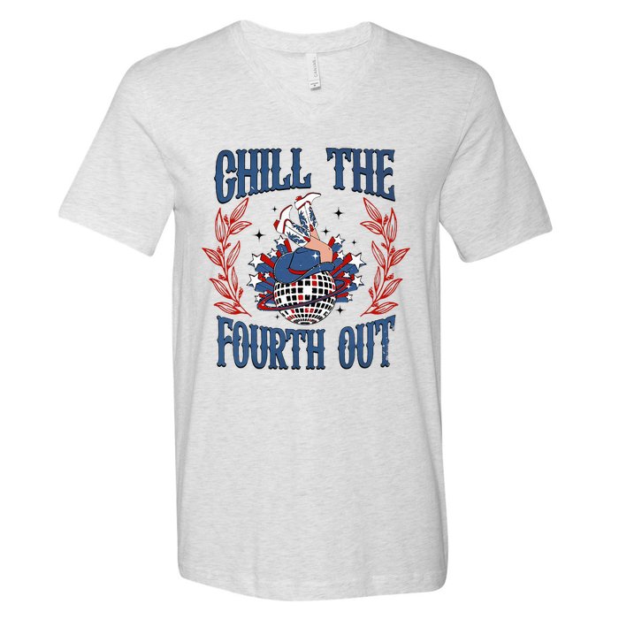 Chill The Fourth Out Vintage Cowgirl 4th Of July V-Neck T-Shirt