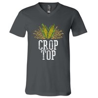 Crop Top Farm Pun Corn Farming Agriculture Funny Farmer V-Neck T-Shirt