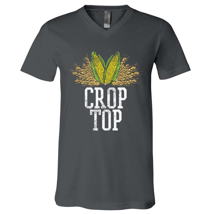 Crop Top Farm Pun Corn Farming Agriculture Funny Farmer V-Neck T-Shirt