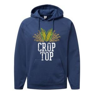 Crop Top Farm Pun Corn Farming Agriculture Funny Farmer Performance Fleece Hoodie