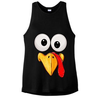 Cute Turkey Face Thanksgiving Matching Family Ladies PosiCharge Tri-Blend Wicking Tank