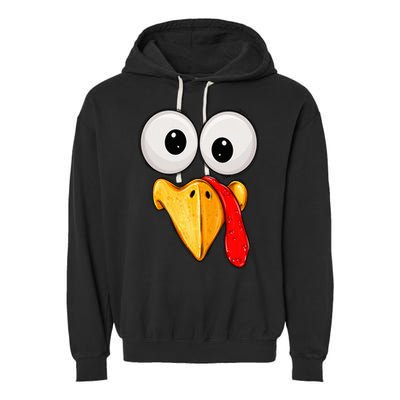 Cute Turkey Face Thanksgiving Matching Family Garment-Dyed Fleece Hoodie