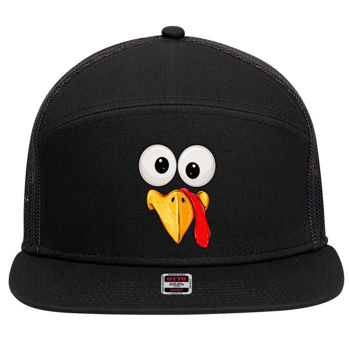 Cute Turkey Face Thanksgiving Matching Family 7 Panel Mesh Trucker Snapback Hat