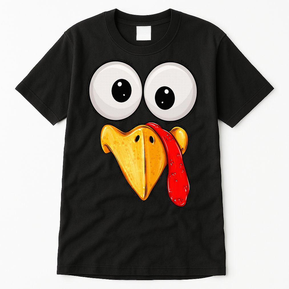 Cute Turkey Face Thanksgiving Matching Family Tall T-Shirt