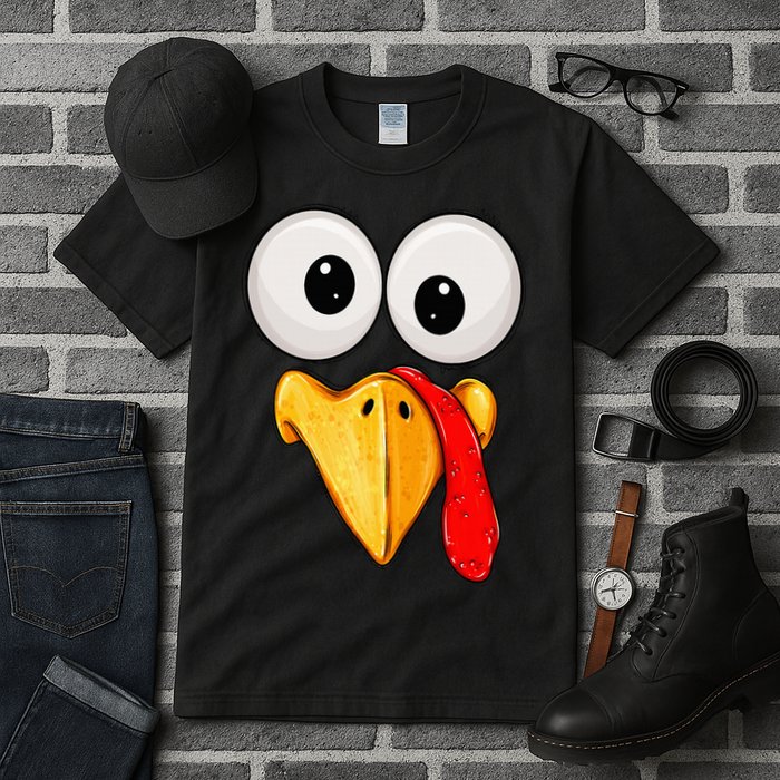 Cute Turkey Face Thanksgiving Matching Family Tall T-Shirt