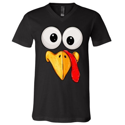 Cute Turkey Face Thanksgiving Matching Family V-Neck T-Shirt