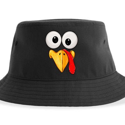Cute Turkey Face Thanksgiving Matching Family Sustainable Bucket Hat