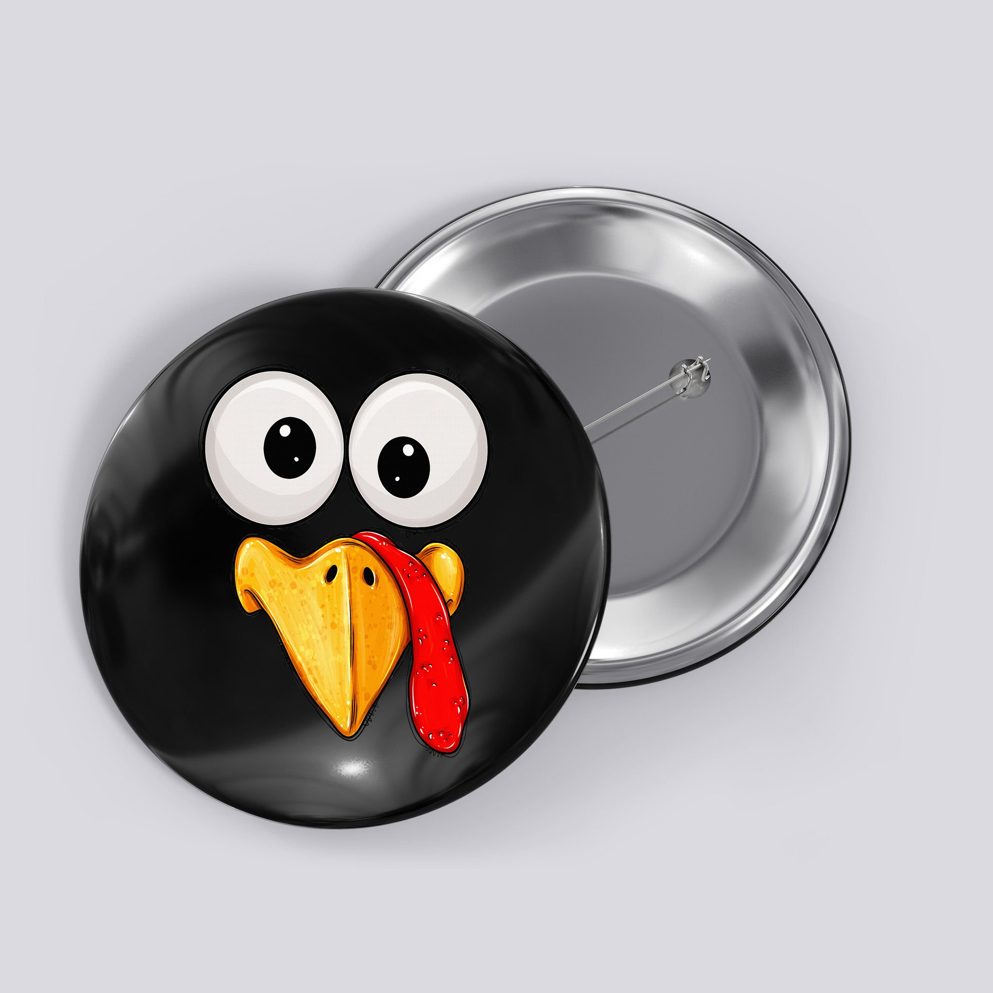 Cute Turkey Face Thanksgiving Matching Family Button