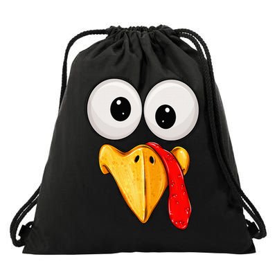 Cute Turkey Face Thanksgiving Matching Family Drawstring Bag