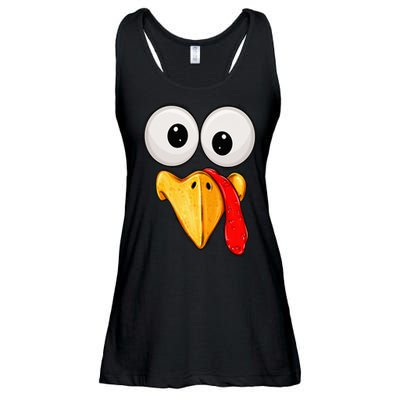 Cute Turkey Face Thanksgiving Matching Family Ladies Essential Flowy Tank