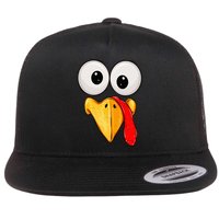 Cute Turkey Face Thanksgiving Matching Family Flat Bill Trucker Hat