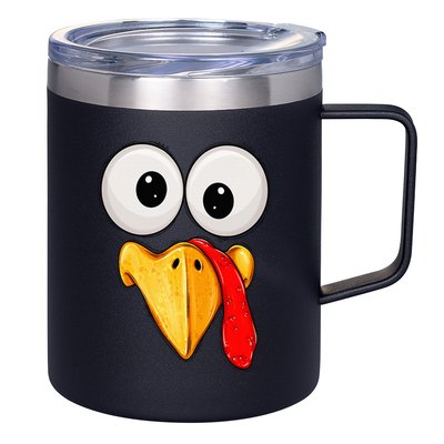 Cute Turkey Face Thanksgiving Matching Family 12oz Stainless Steel Coffee Mug