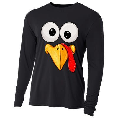 Cute Turkey Face Thanksgiving Matching Family Cooling Performance Long Sleeve Crew