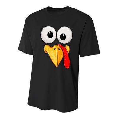 Cute Turkey Face Thanksgiving Matching Family Youth Performance Sprint T-Shirt