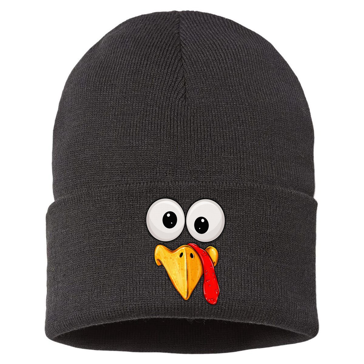 Cute Turkey Face Thanksgiving Matching Family Sustainable Knit Beanie