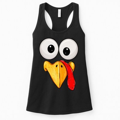 Cute Turkey Face Thanksgiving Matching Family Womens Tank Top