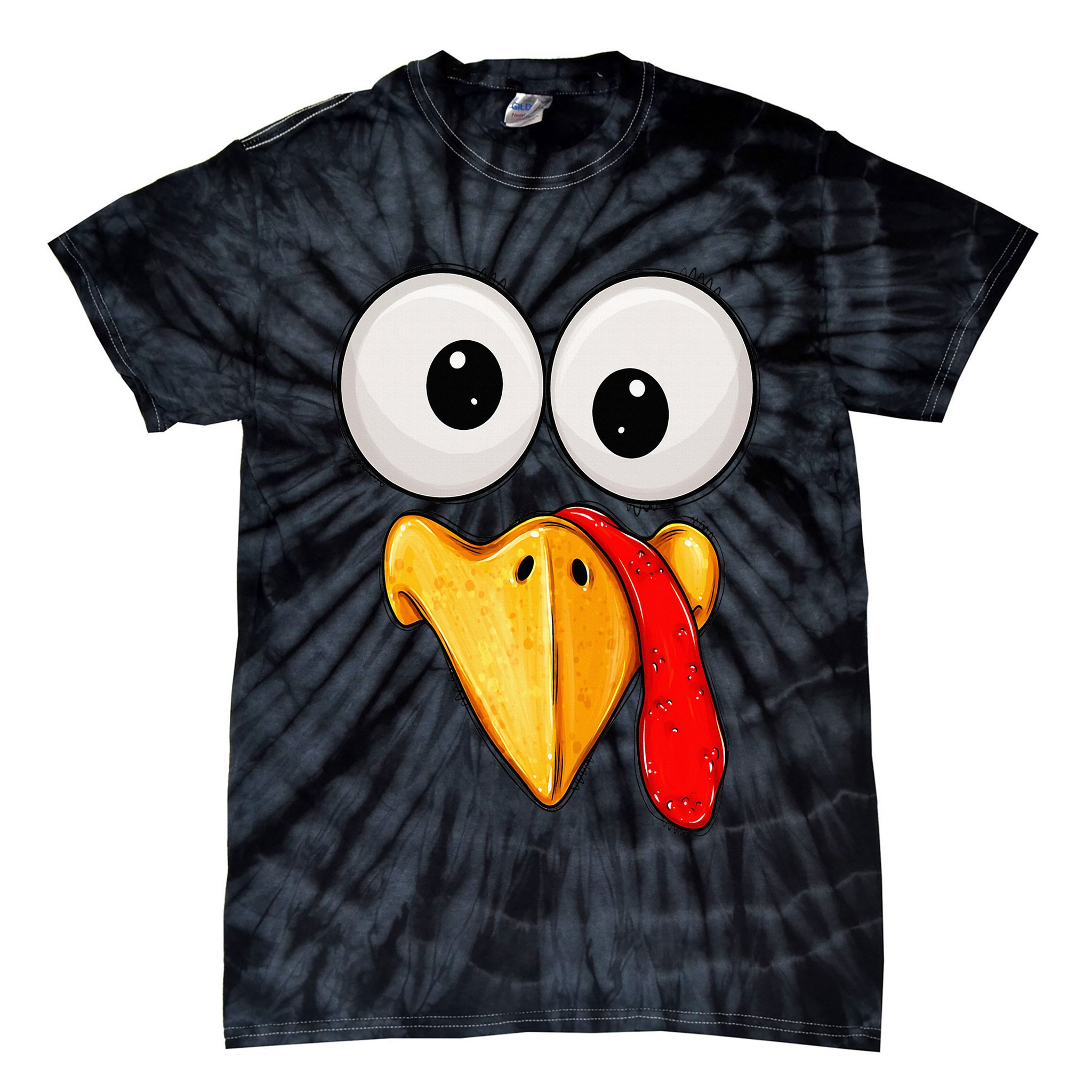 Cute Turkey Face Thanksgiving Matching Family Tie-Dye T-Shirt