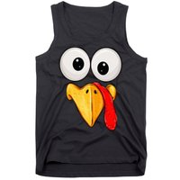 Cute Turkey Face Thanksgiving Matching Family Tank Top