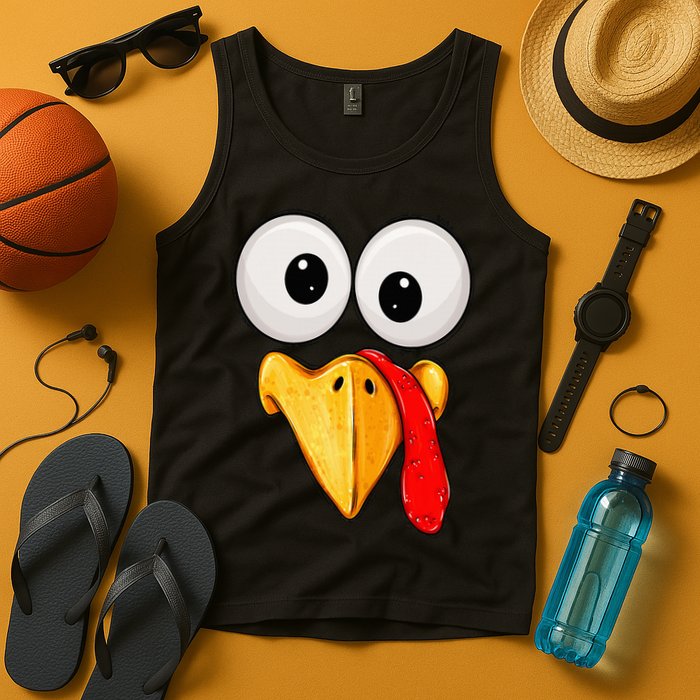 Cute Turkey Face Thanksgiving Matching Family Tank Top