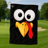 Cute Turkey Face Thanksgiving Matching Family Golf Towel