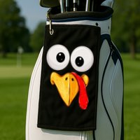 Cute Turkey Face Thanksgiving Matching Family Golf Towel