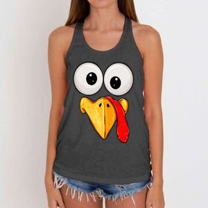 Cute Turkey Face Thanksgiving Matching Family Women's Knotted Racerback Tank