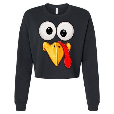 Cute Turkey Face Thanksgiving Matching Family Cropped Pullover Crew