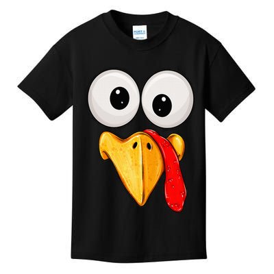 Cute Turkey Face Thanksgiving Matching Family Kids T-Shirt