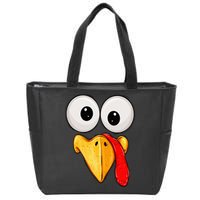 Cute Turkey Face Thanksgiving Matching Family Zip Tote Bag