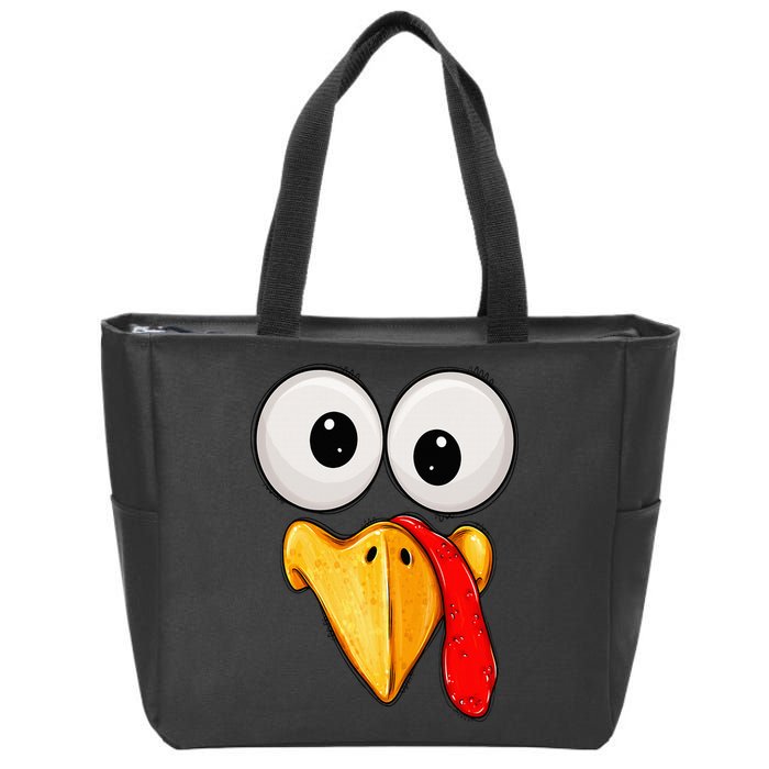 Cute Turkey Face Thanksgiving Matching Family Zip Tote Bag
