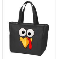 Cute Turkey Face Thanksgiving Matching Family Zip Tote Bag