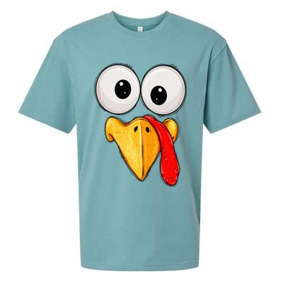 Cute Turkey Face Thanksgiving Matching Family Sueded Cloud Jersey T-Shirt