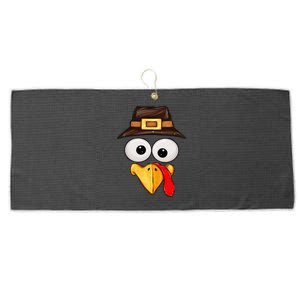 Cute Turkey Face Glasses Thanksgiving Family Large Microfiber Waffle Golf Towel