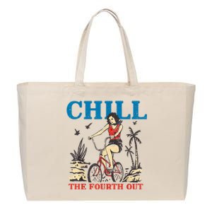 Chill The Fourth Out Funny 4th Of July Patriotic Cotton Canvas Jumbo Tote