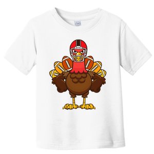 Cool Thanksgiving Football Gobble Player Turkey Toddler T-Shirt