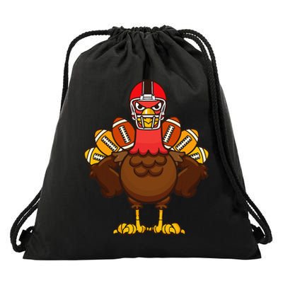 Cool Thanksgiving Football Gobble Player Turkey Drawstring Bag