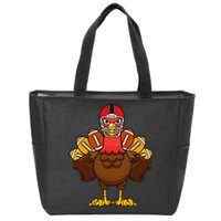 Cool Thanksgiving Football Gobble Player Turkey Zip Tote Bag