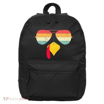 Cool Turkey Face With Sunglasses Funny Thanksgiving 16 in Basic Backpack