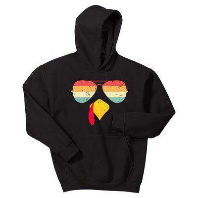 Cool Turkey Face With Sunglasses Funny Thanksgiving Kids Hoodie