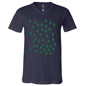 Christmas Tree Forest Tree Camping V-Neck T-Shirt