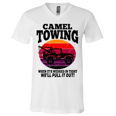 Camel Towing Gift Funny Retro Camel Towing Funny Halloween Gift V-Neck T-Shirt