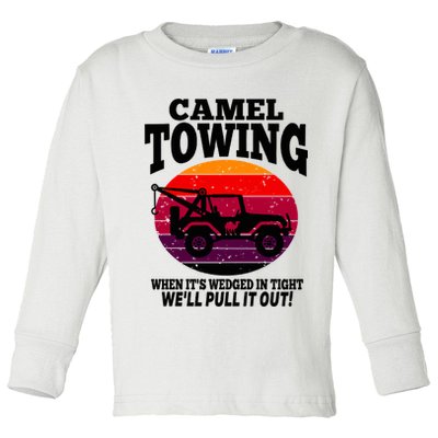 Camel Towing Gift Funny Retro Camel Towing Funny Halloween Gift Toddler Long Sleeve Shirt
