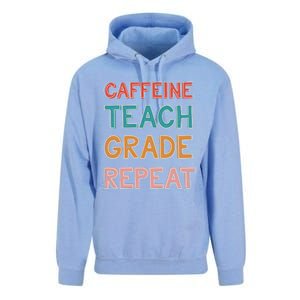 Caffeine Teach Grade Repeat Gift Retro Funny Gift Unisex Surf Hoodie