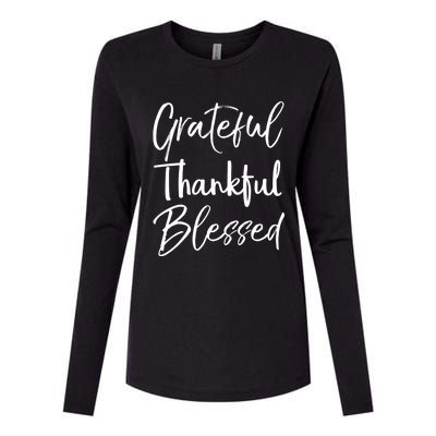 Christian Thanksgiving Gift Grateful Thankful Blessed Gift Womens Cotton Relaxed Long Sleeve T-Shirt