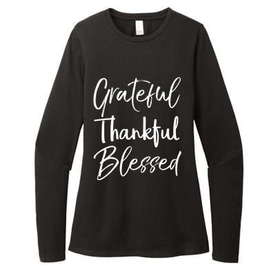 Christian Thanksgiving Gift Grateful Thankful Blessed Gift Womens CVC Long Sleeve Shirt