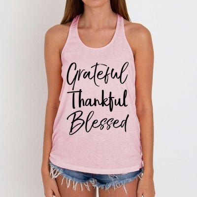 Christian Thanksgiving Gift Grateful Thankful Blessed Gift Women's Knotted Racerback Tank