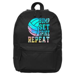 Colorful Teen Girl Volleyball Bump Set Spike Repeat 16 in Basic Backpack