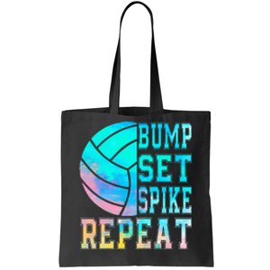 Colorful Teen Girl Volleyball Bump Set Spike Repeat Tote Bag